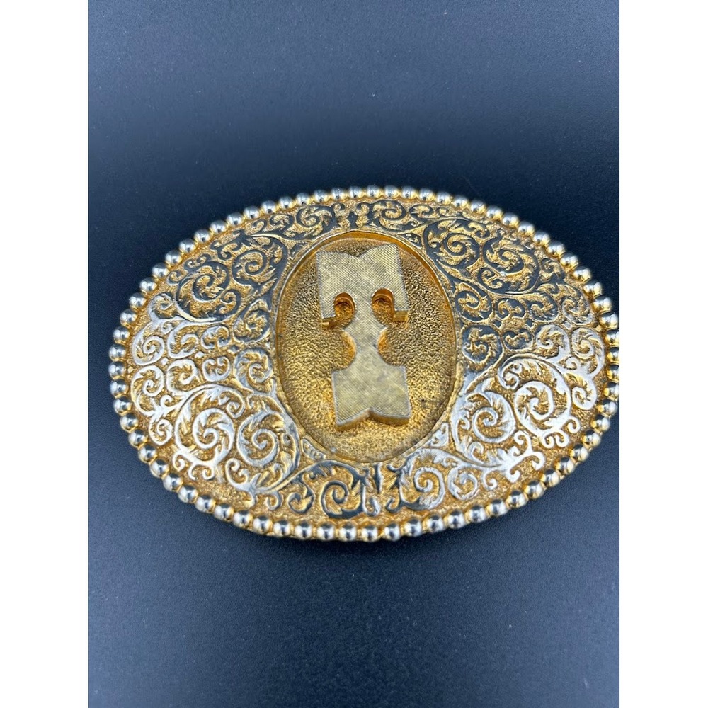 Tony Lama Vintage Western Belt Buckle‎ Initial T 4.25"